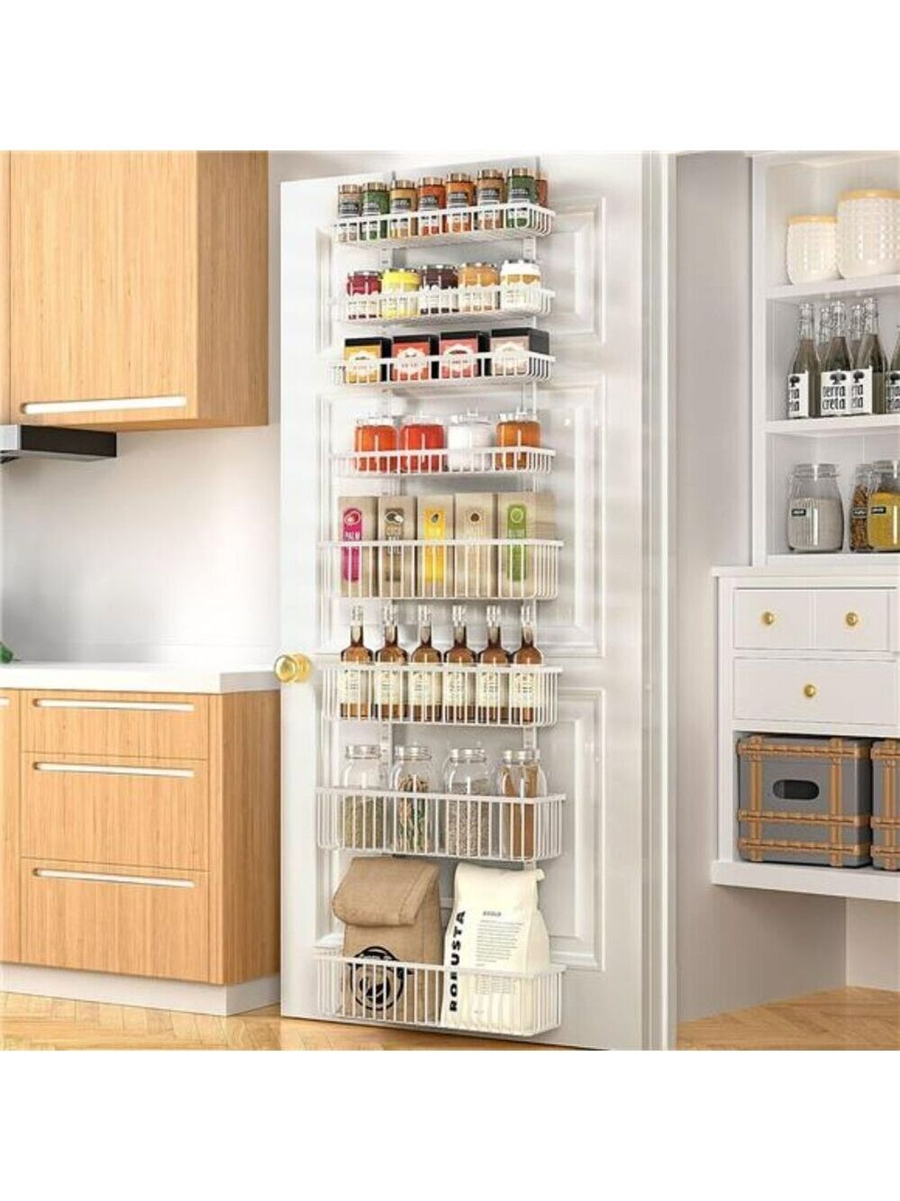 Moforoco Over the Door Pantry Organizer 8 Tier Metal Spice Rack Storage